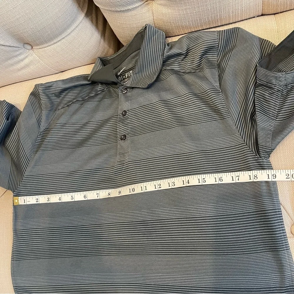 BN: Nike Dri Fit Polo Shirt Mens Size Small Grey Striped Golf Swoosh Embroidered